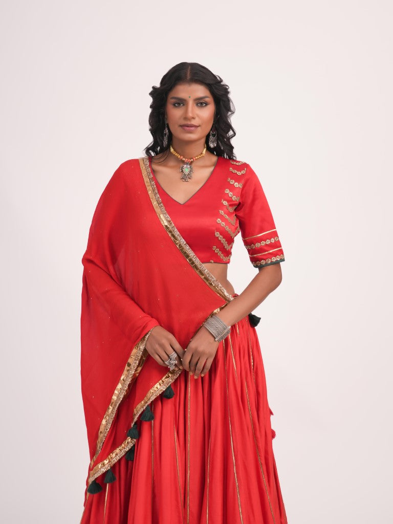 Red Mul Chanderi Set