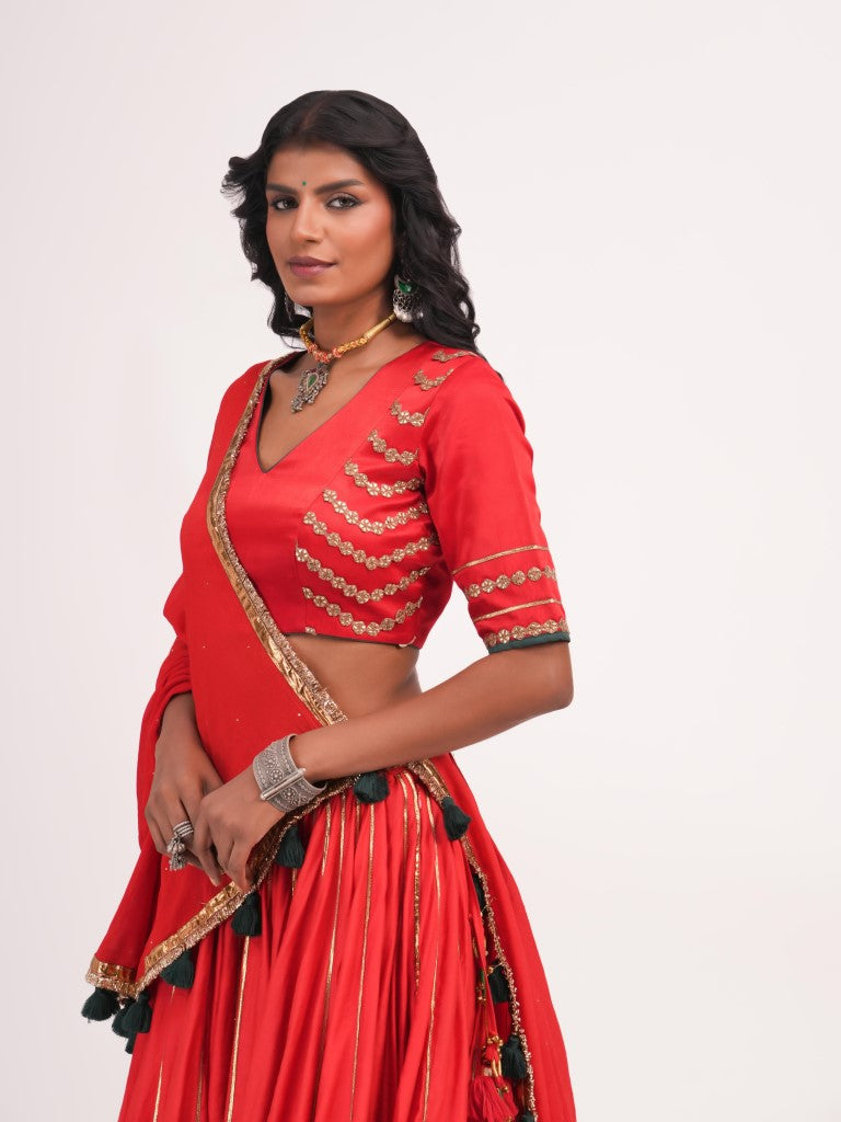 Red Mul Chanderi Set
