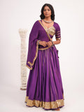 Purple Mul Chanderi set