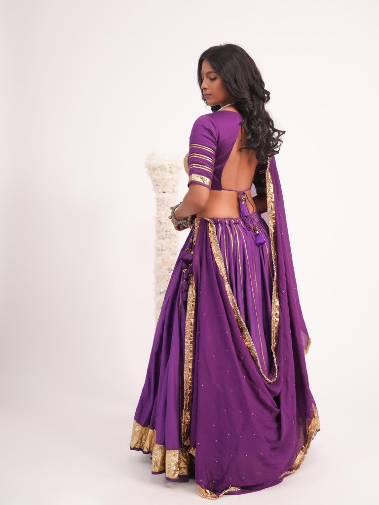 Purple Mul Chanderi set