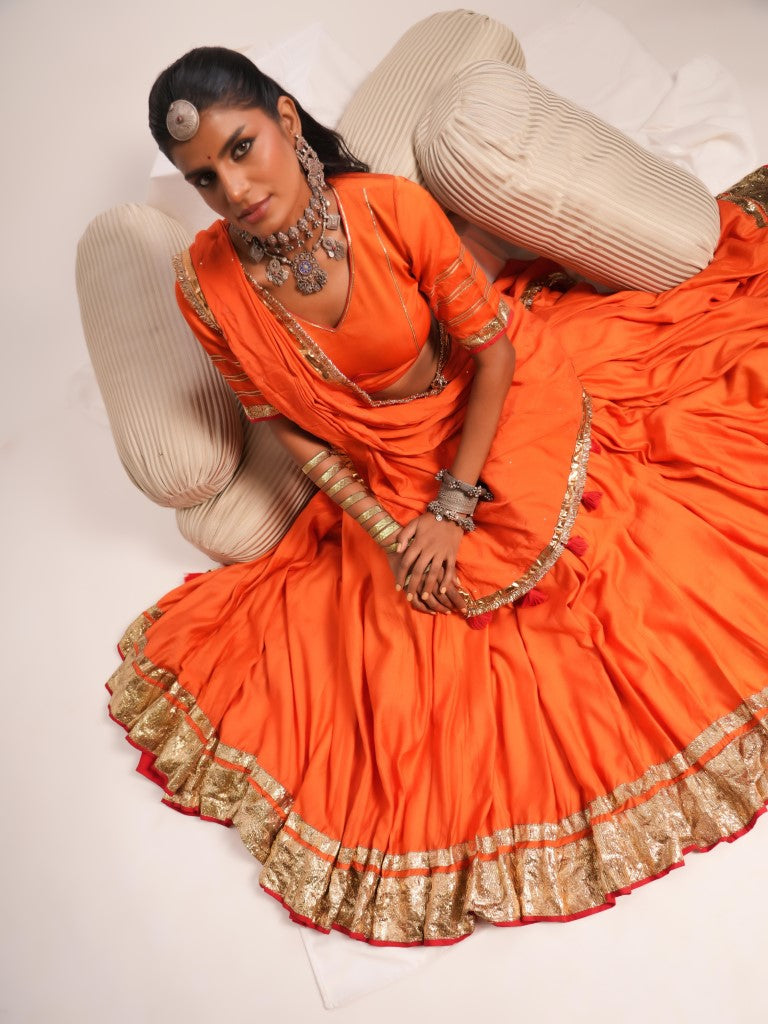 Orange Mul Chanderi Set
