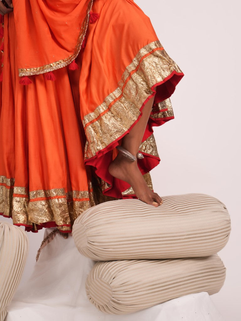 Orange Mul Chanderi Set