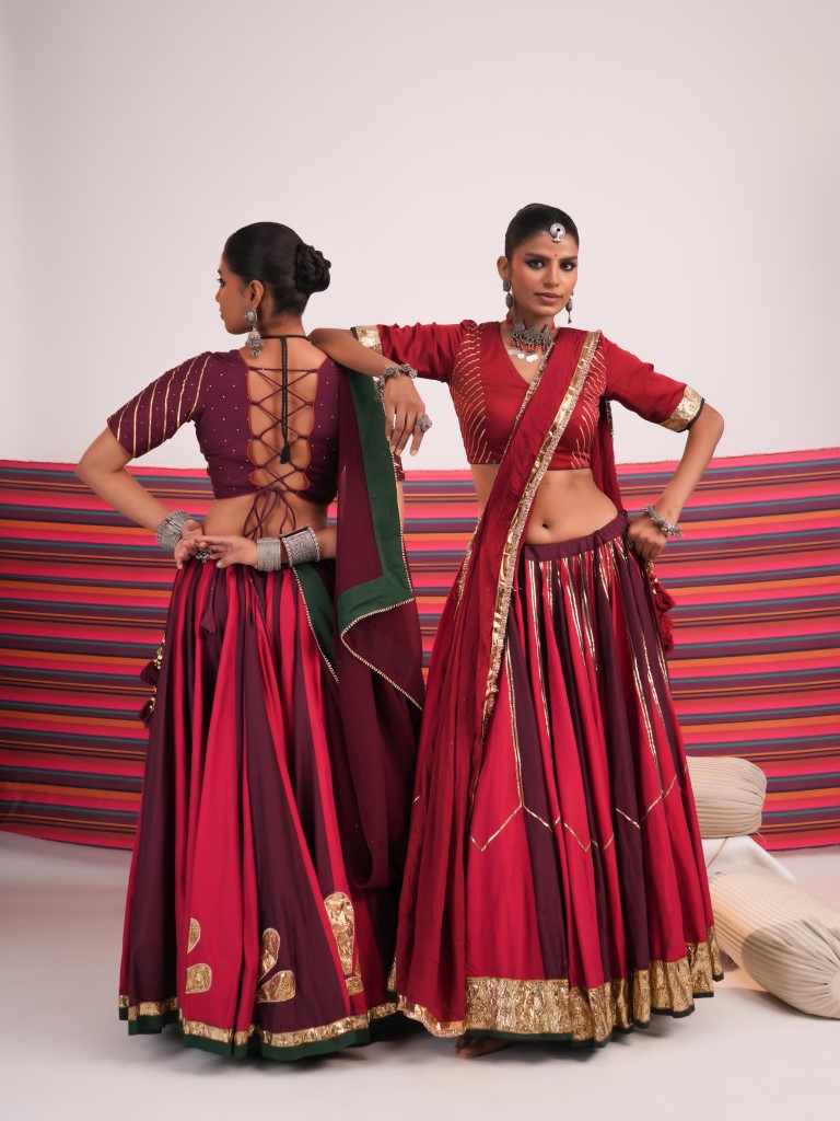 Red and Maroon Flower Motif Set