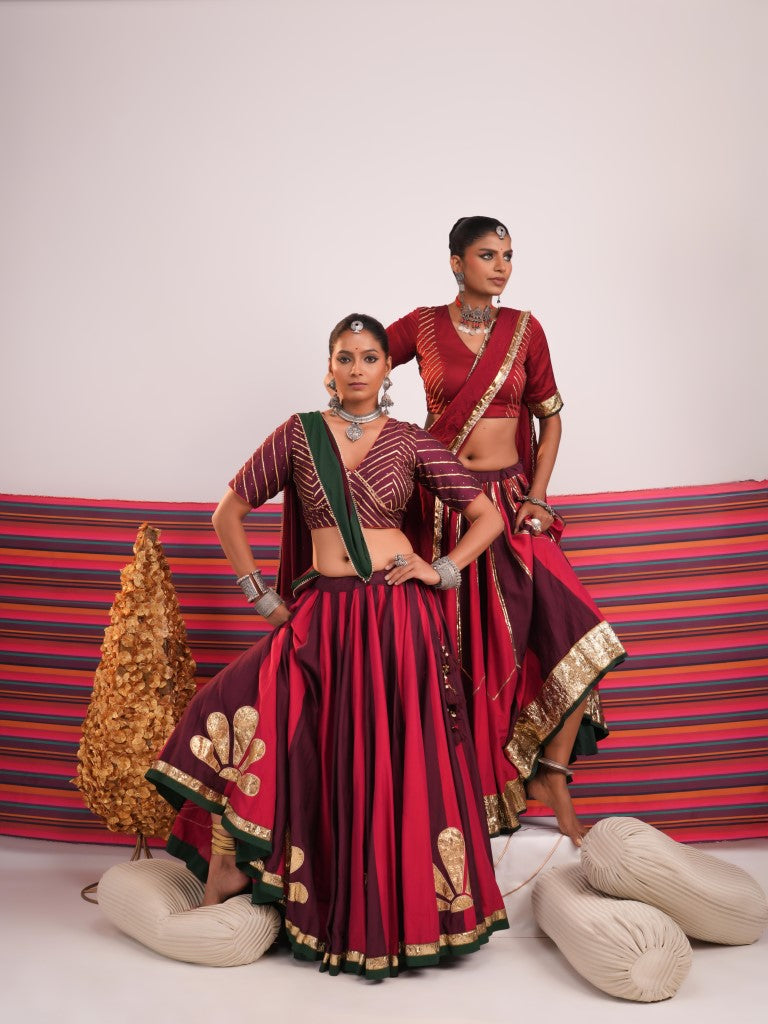 Red and Maroon Flower Motif Set