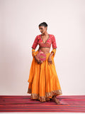 Yellow and Rani Bandhani Set