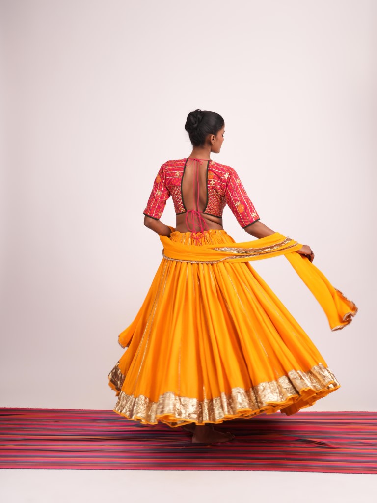 Yellow and Rani Bandhani Set