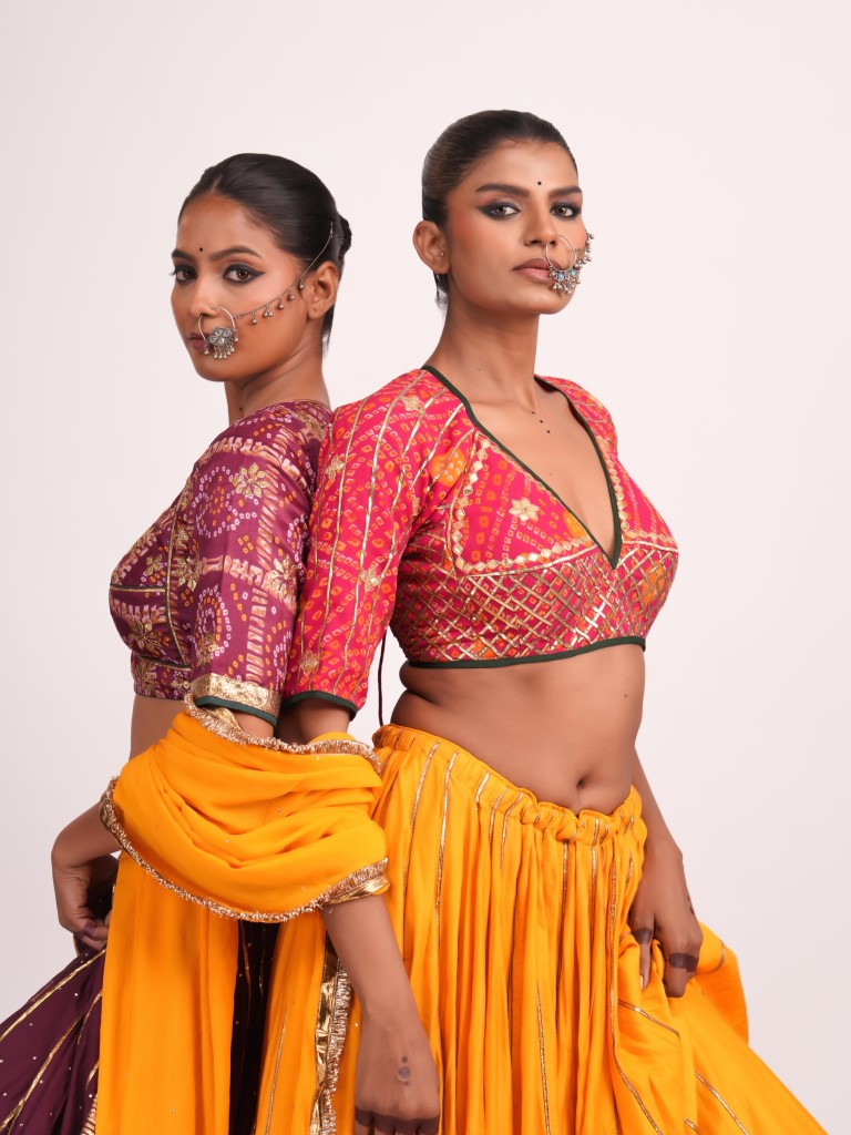 Yellow and Rani Bandhani Set